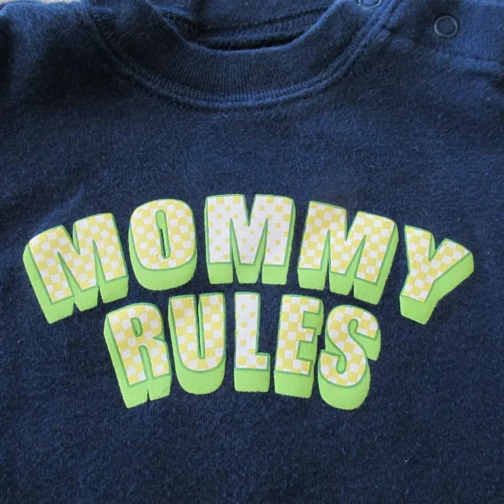 Circo One Piece Bodysuit Infant Boys 9M Navy Blue Short Sleeve Mommy‎ Rules Snap